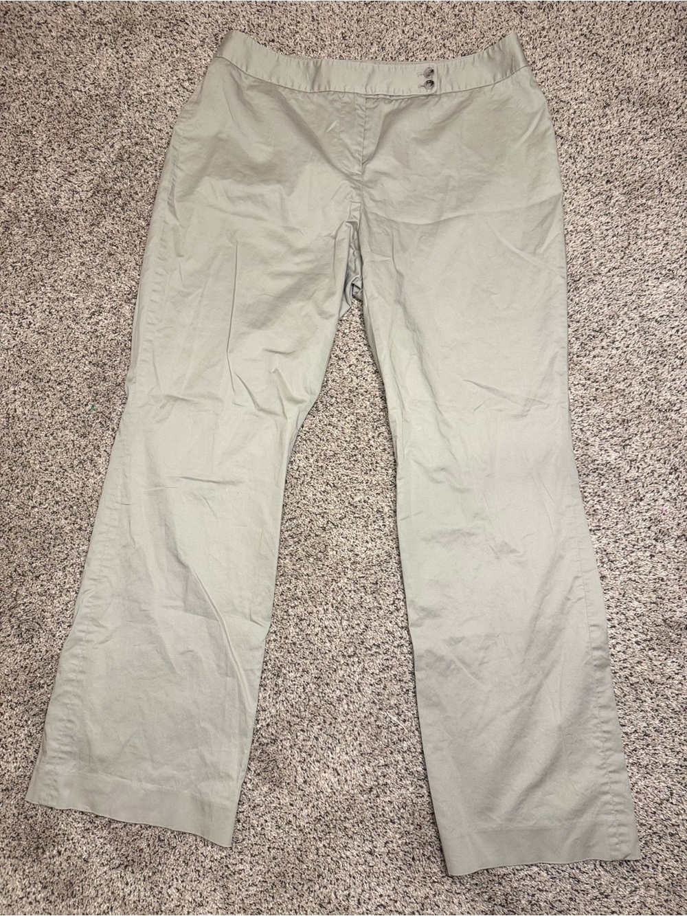 Ann Taylor Beige Khaki Chino Pants Trouser Flare Leg Size 8P Petite